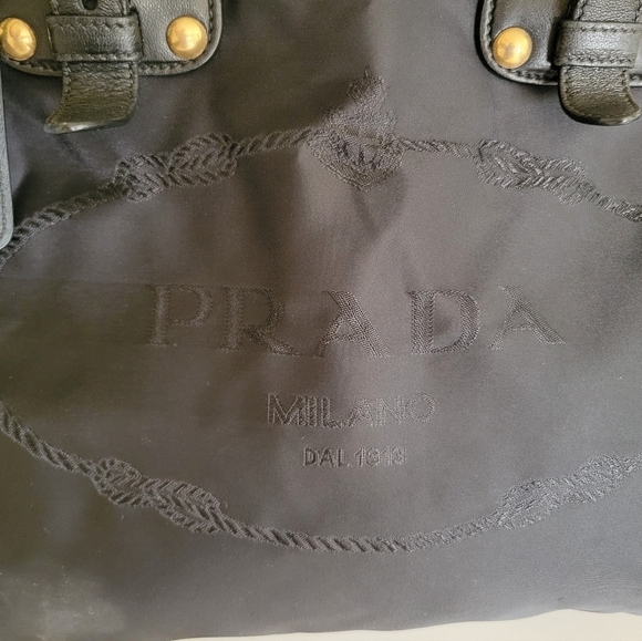 Prada Tessuto Nylon Jacquard Logo Tote Black - Picture 3 of 16